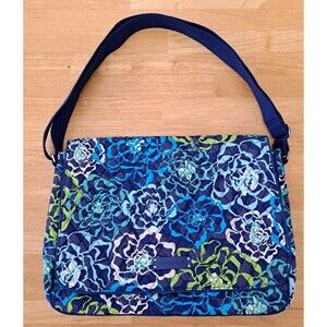 Vera Bradley Katalina Blues Floral Print Laptop Messenger Bag NWT